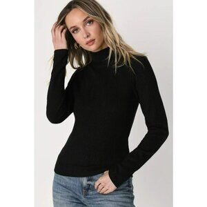 Zara Black Knitted Ribbed Turtleneck Sweater Size Medium